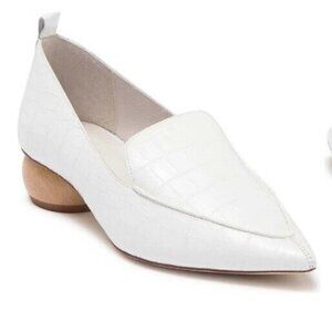 New Jeffrey Campbell Viona-WD White Loafers Womens 10 Croc Embossed Leather Shoe